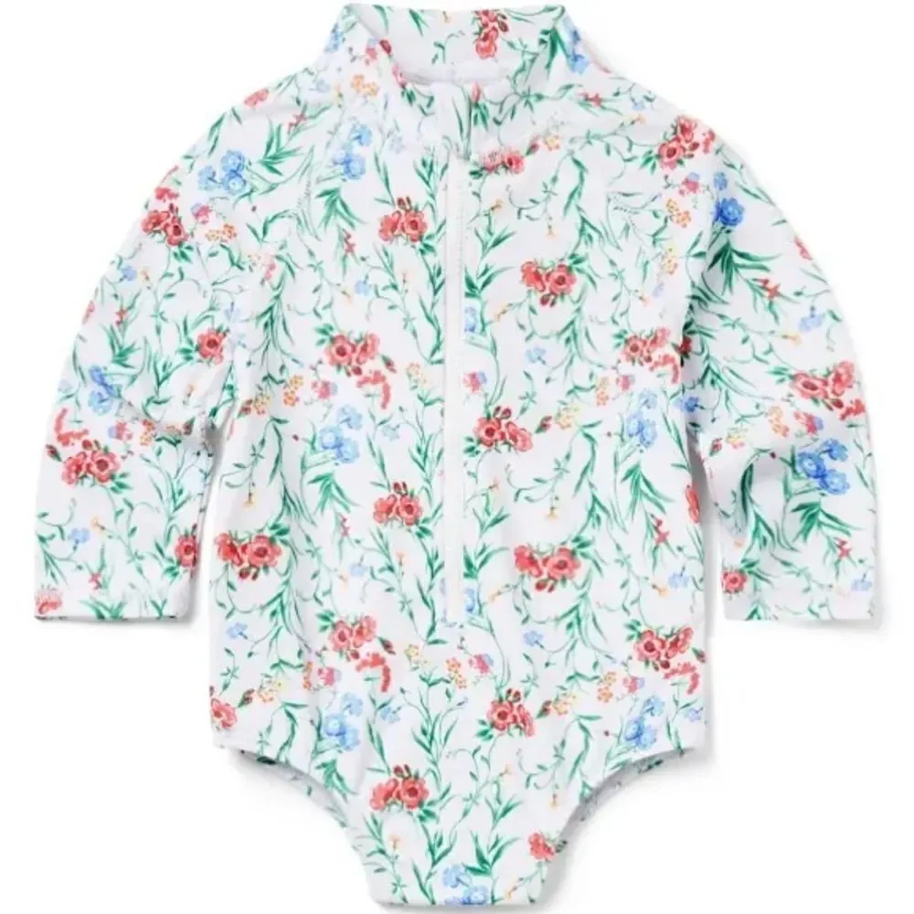 NWOT JANIE AND JACK FLORAL RASH GUARD SWIMSUIT 12/18M
